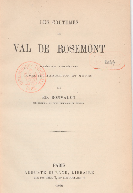 Les coutumes val de Rosemont